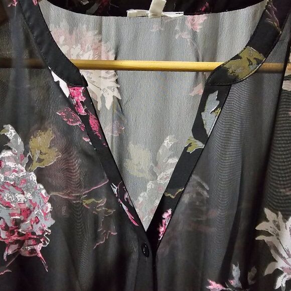 EUC MAURICES SHEER FLORAL BUTTON DOWN HIGH LOW DRESS LONGSLEEVES SZ M - Picture 14 of 16
